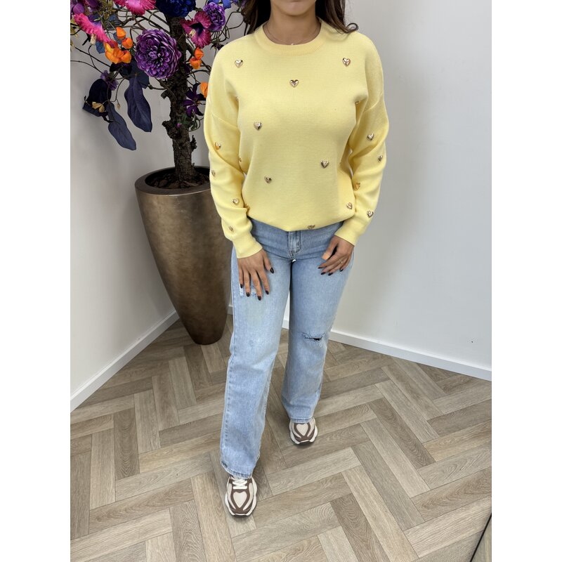 Sweater Gold Hearts M953 Yellow