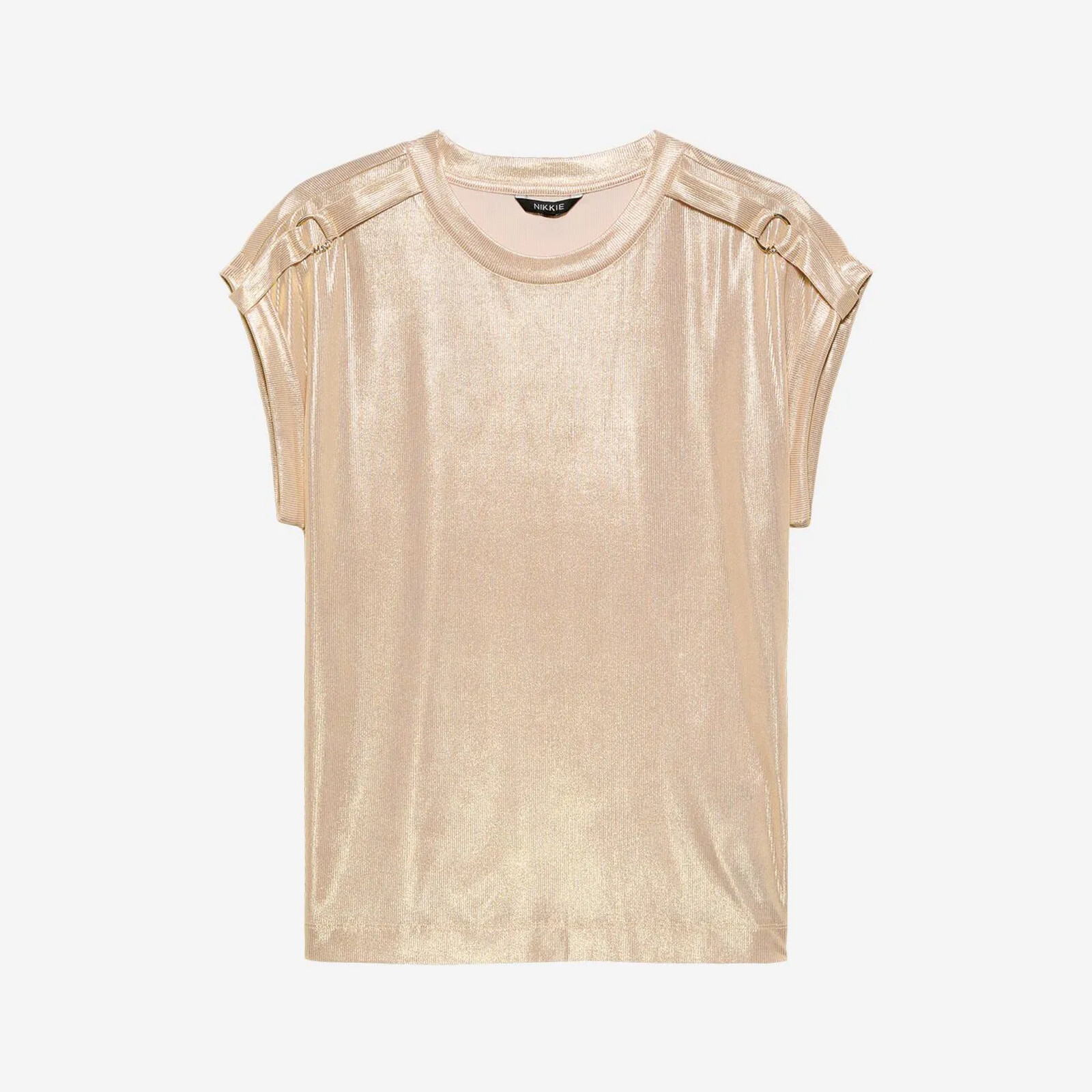 Nikkie T-shirt Logo ring shiny Cream Nikkie
