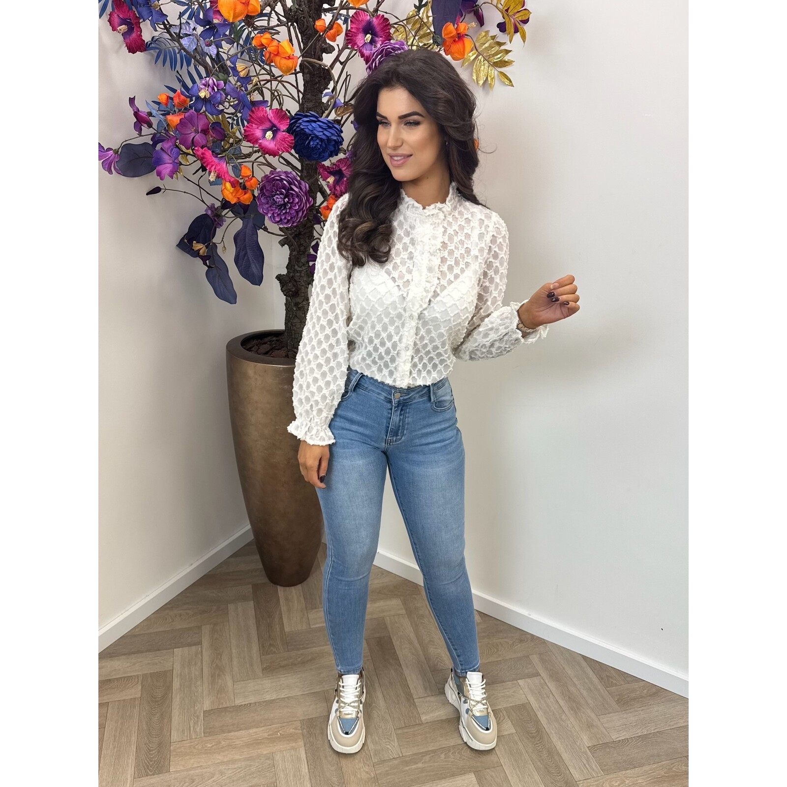 Blouse Alicia Ruffle AP-2486 Beige