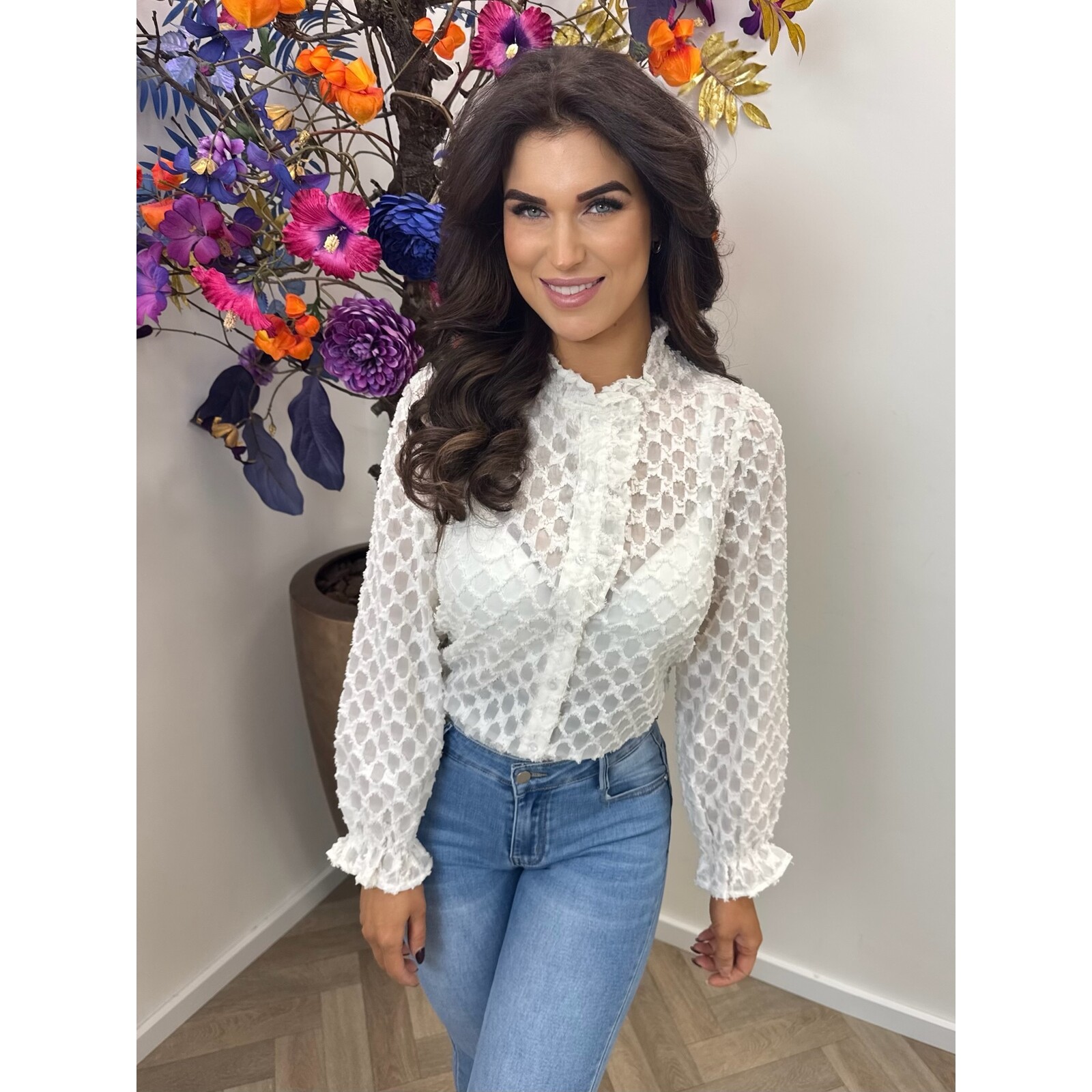 Blouse Alicia Ruffle AP-2486 Beige