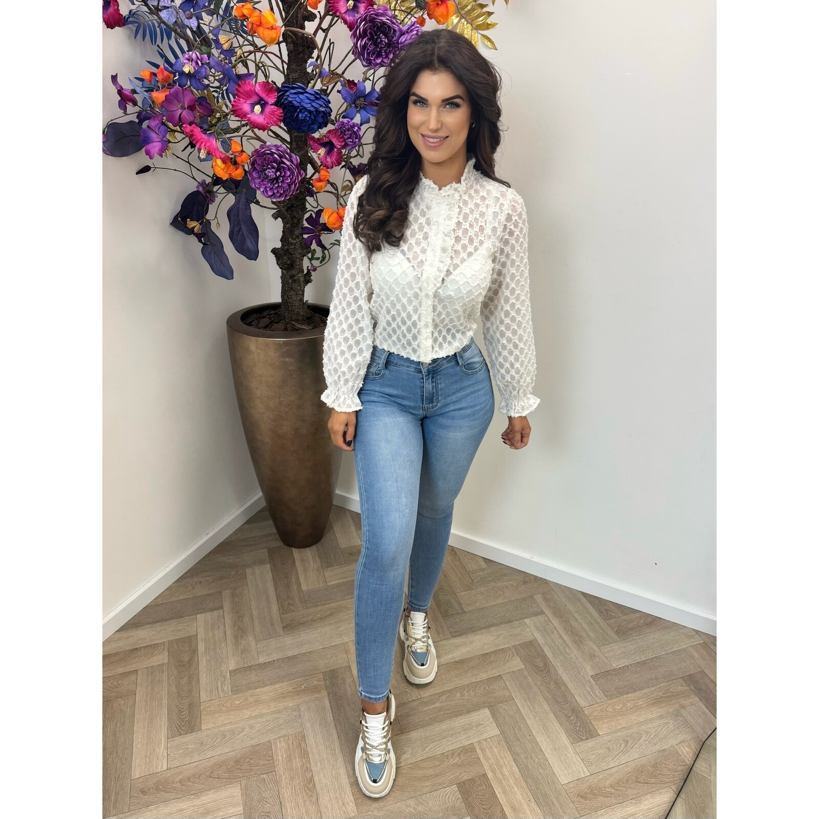 Blouse Alicia Ruffle AP-2486 Beige