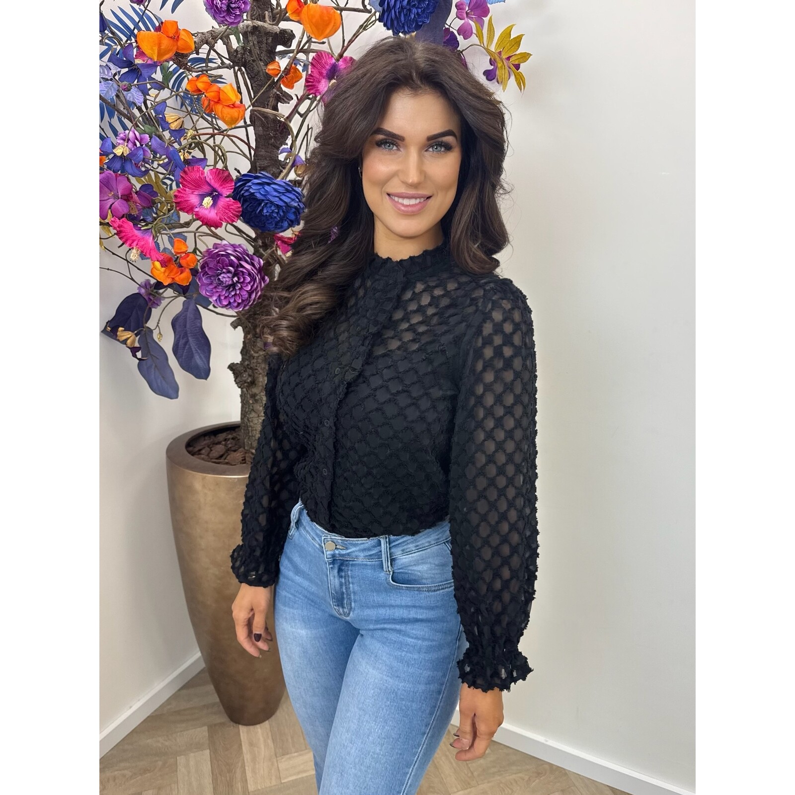 Blouse Alicia Ruffle AP-2486 Black