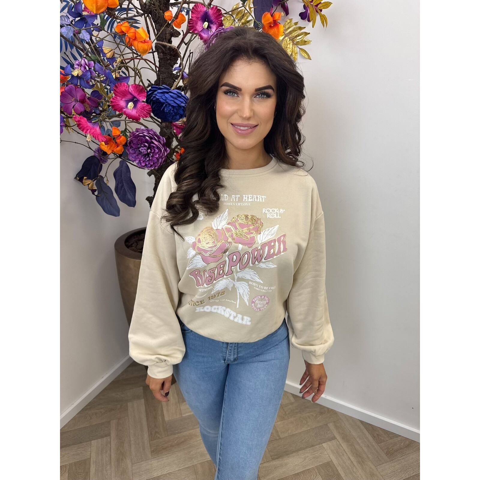 Sweater Rose Power 801754 Beige