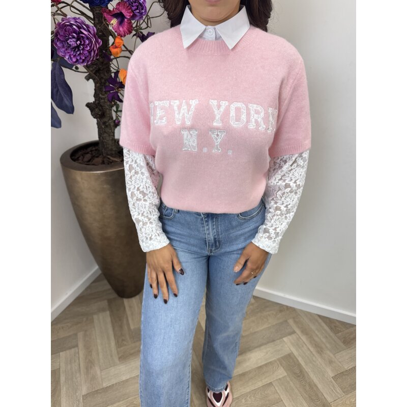 Trui Ny Lace Sleeve M1079 Light Pink