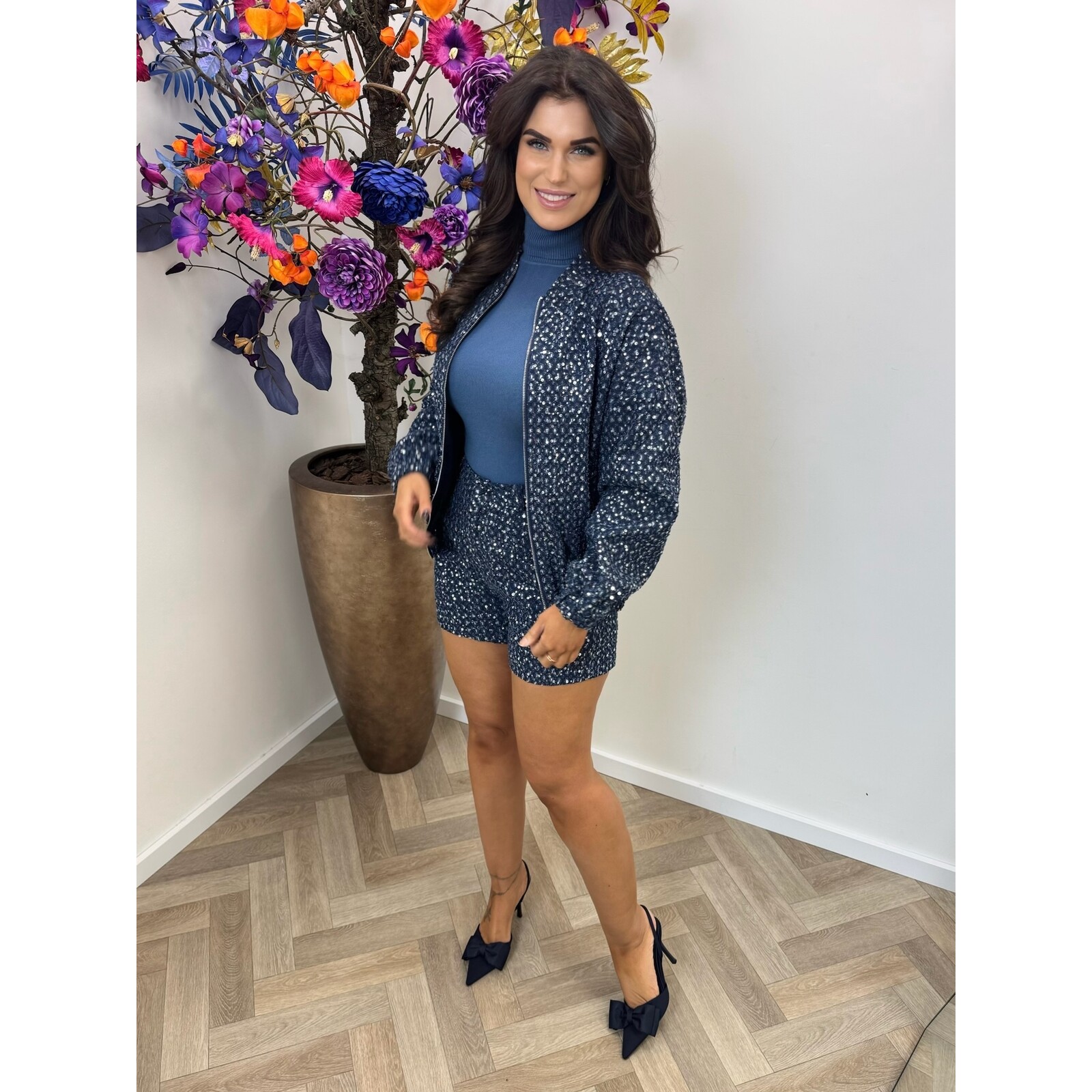 Jacket Pailletten Denim Blue ZP762