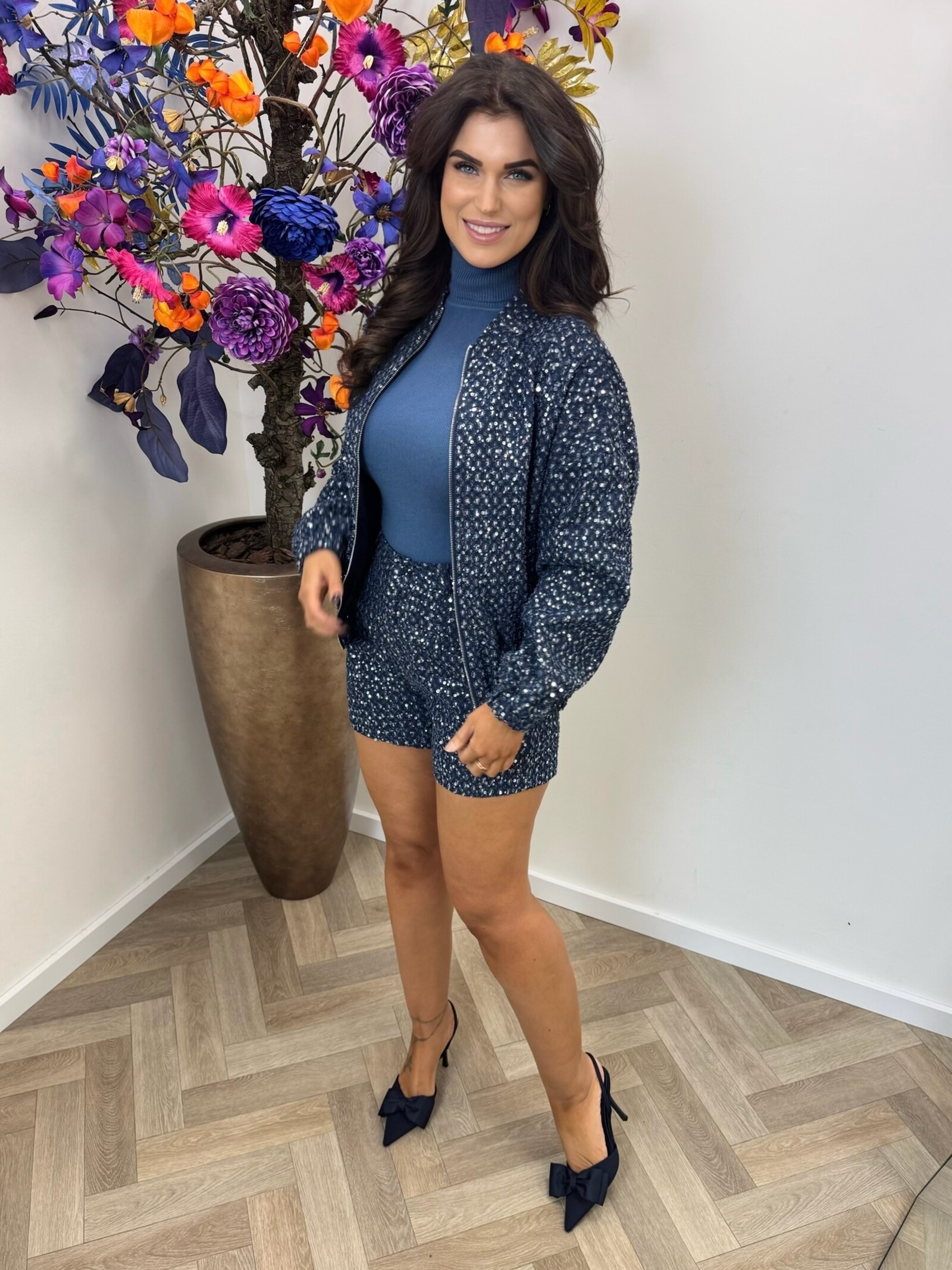 Jacket Pailletten Denim Blue ZP762