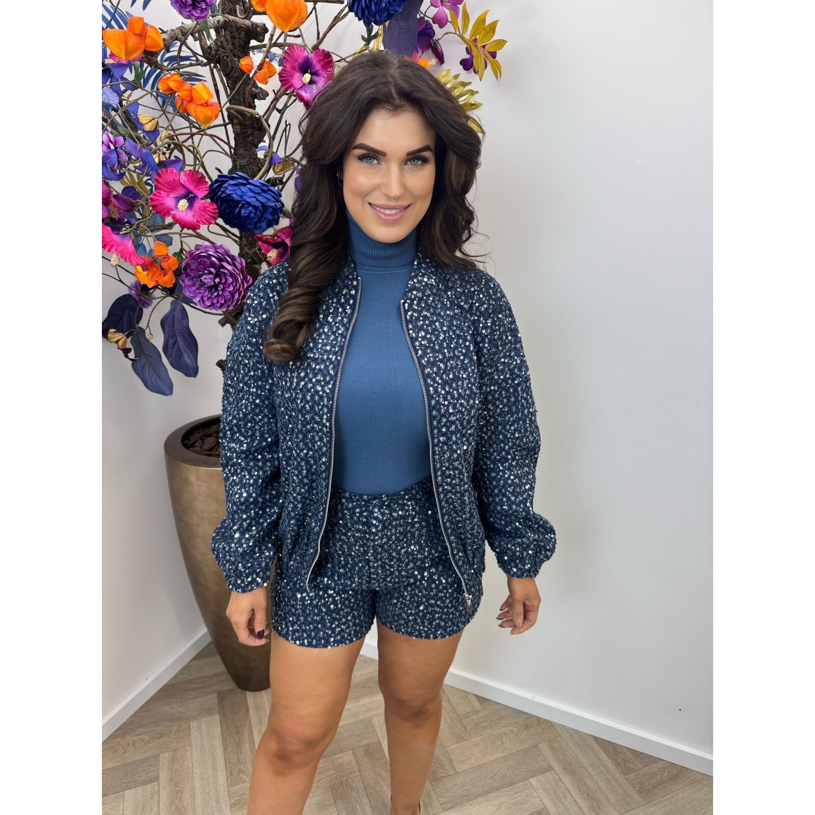 Jacket Pailletten Denim Blue ZP762