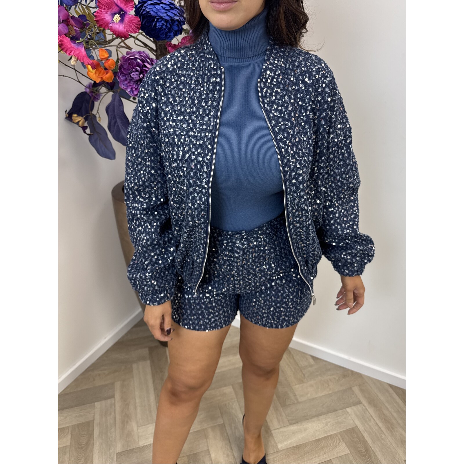 Jacket Pailletten Denim Blue ZP762