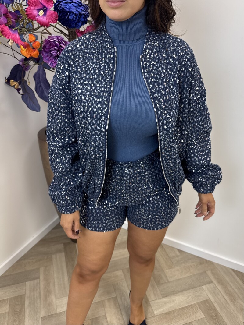 Jacket Pailletten Denim Blue ZP762