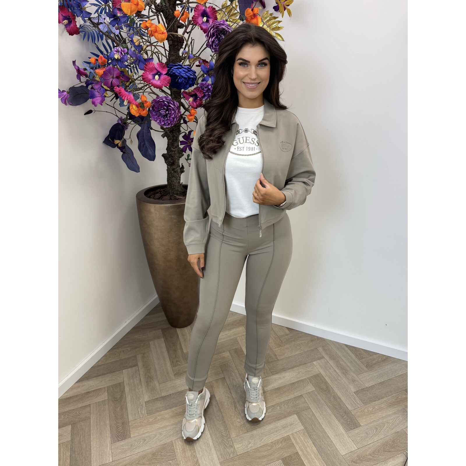 Guess Full Zip Jacket Annie Taupe 998 Guess