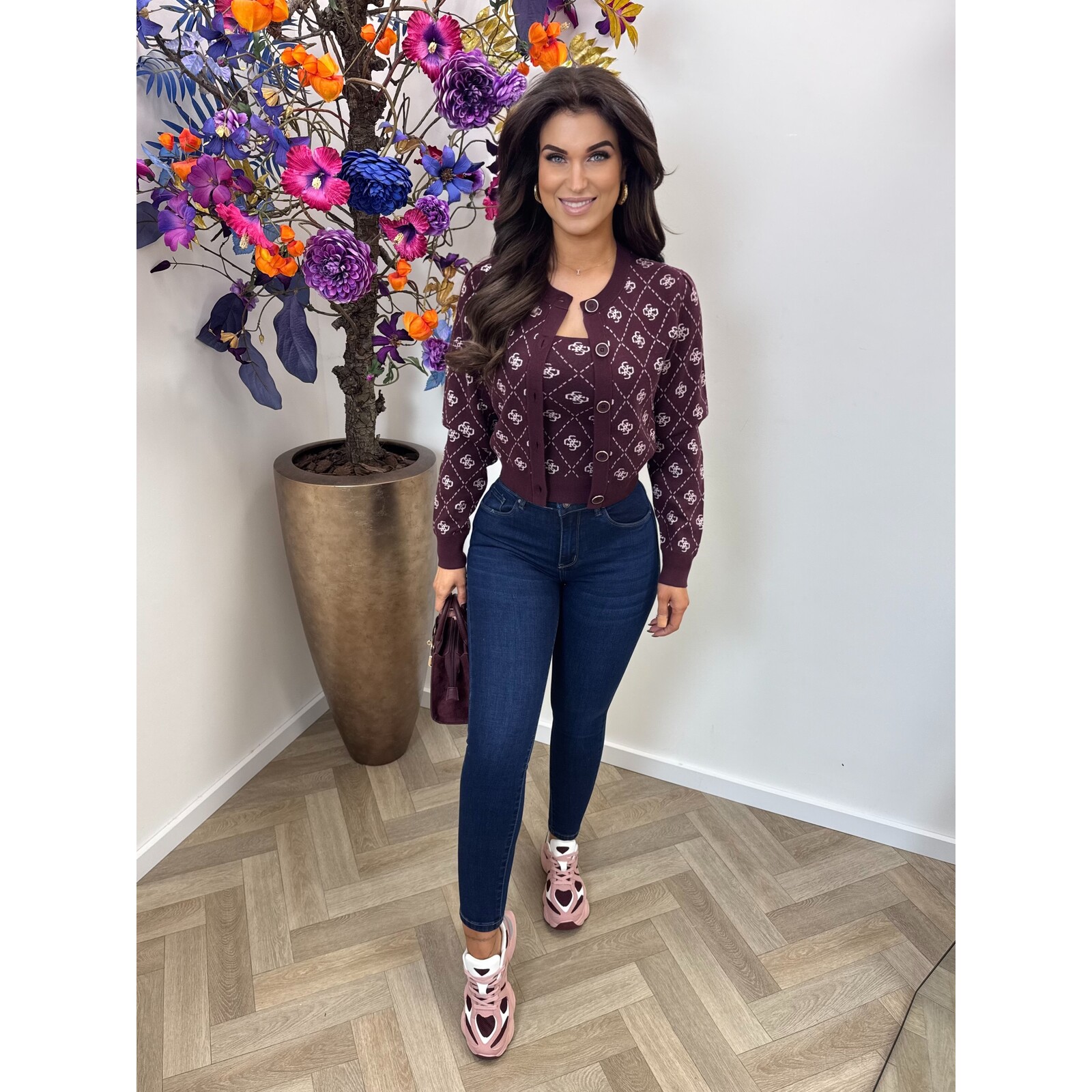 Guess Cardigan Sarah 4G logo Plum 1041 Guess