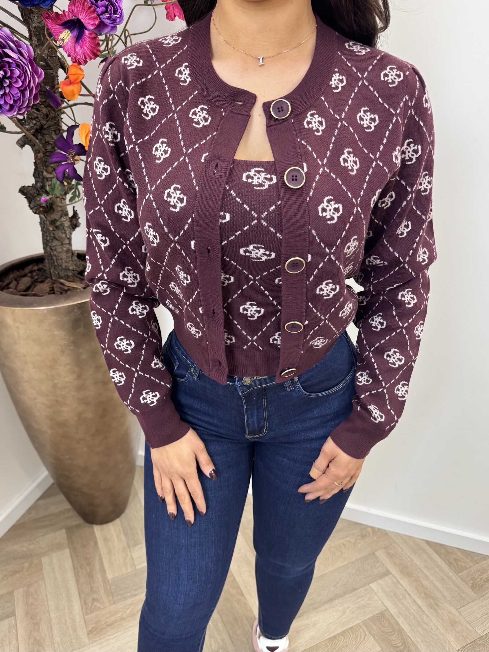 Guess Cardigan Sarah 4G logo Plum 1041 Guess