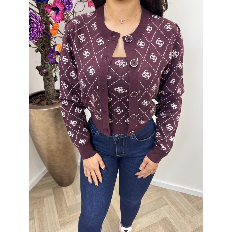 Cardigan Sarah 4G logo Plum 1041 Guess