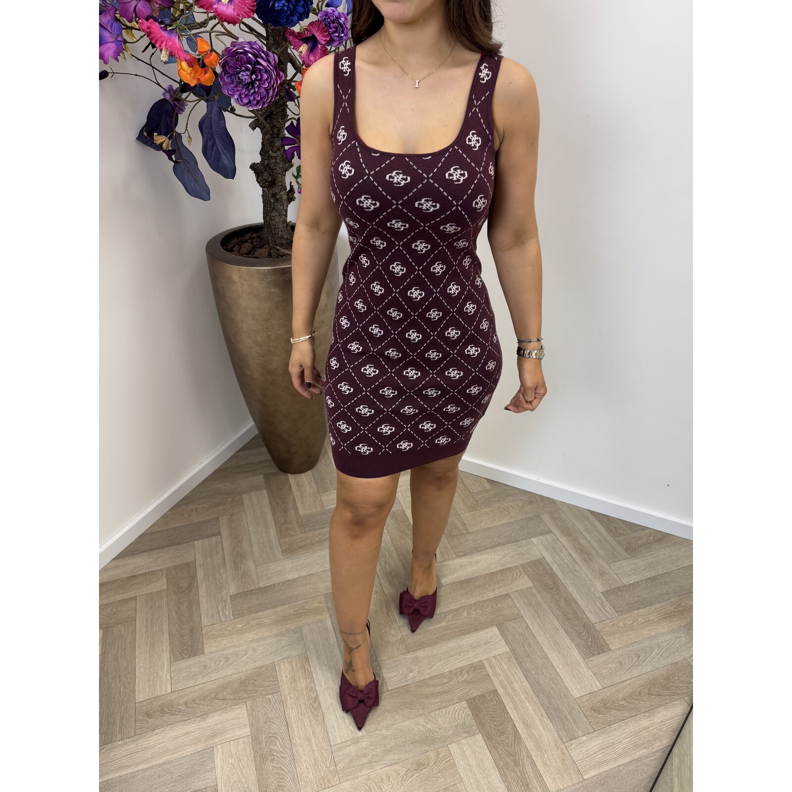 Guess Dress Sarah 4G logo Wine 1039 Guess