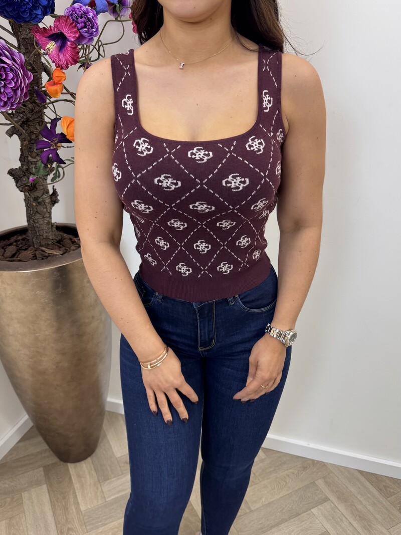 Top Sarah 4G logo Wine 1040 Guess