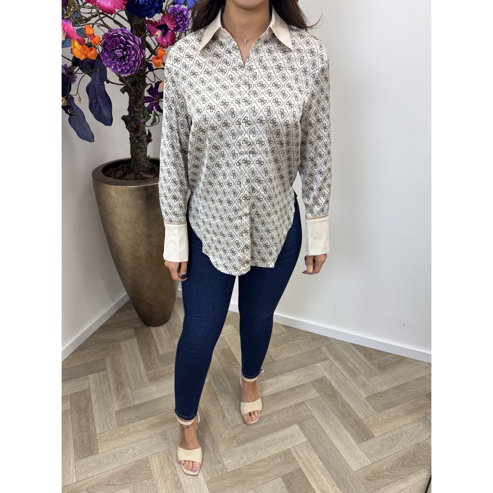 Guess Blouse Alexandria Logo print Beige 1037 Guess