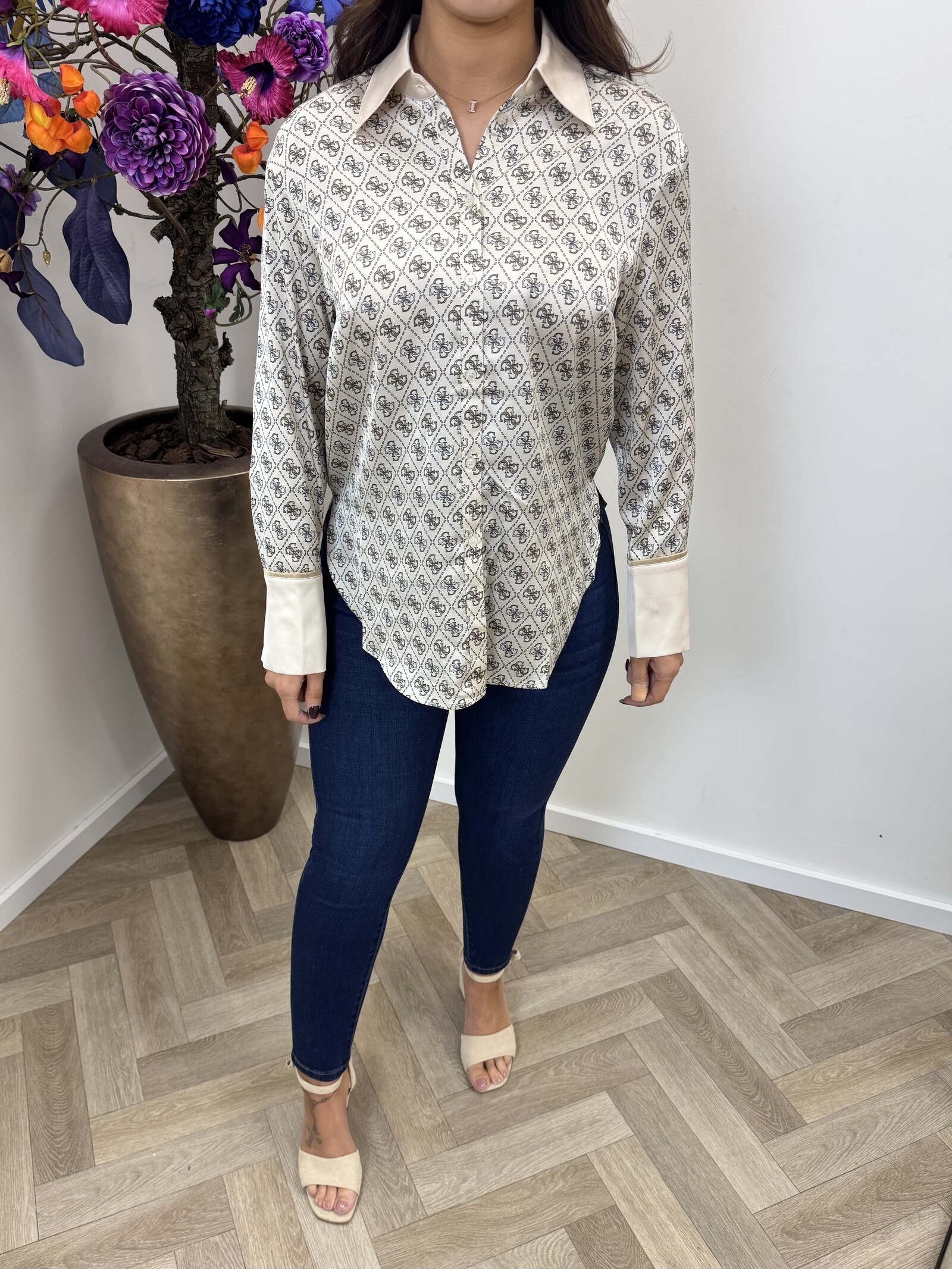 Guess Blouse Alexandria Logo print Beige 1037 Guess