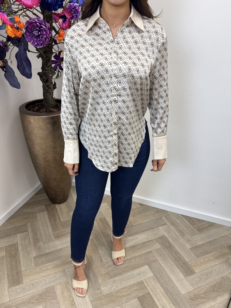 Blouse Alexandria Logo print Beige 1037 Guess