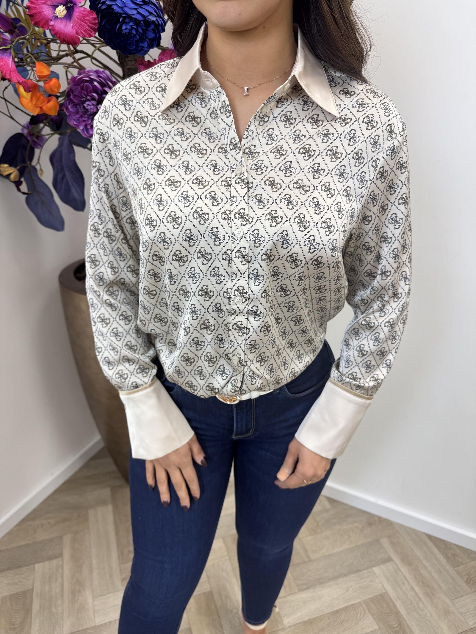 Guess Blouse Alexandria Logo print Beige 1037 Guess