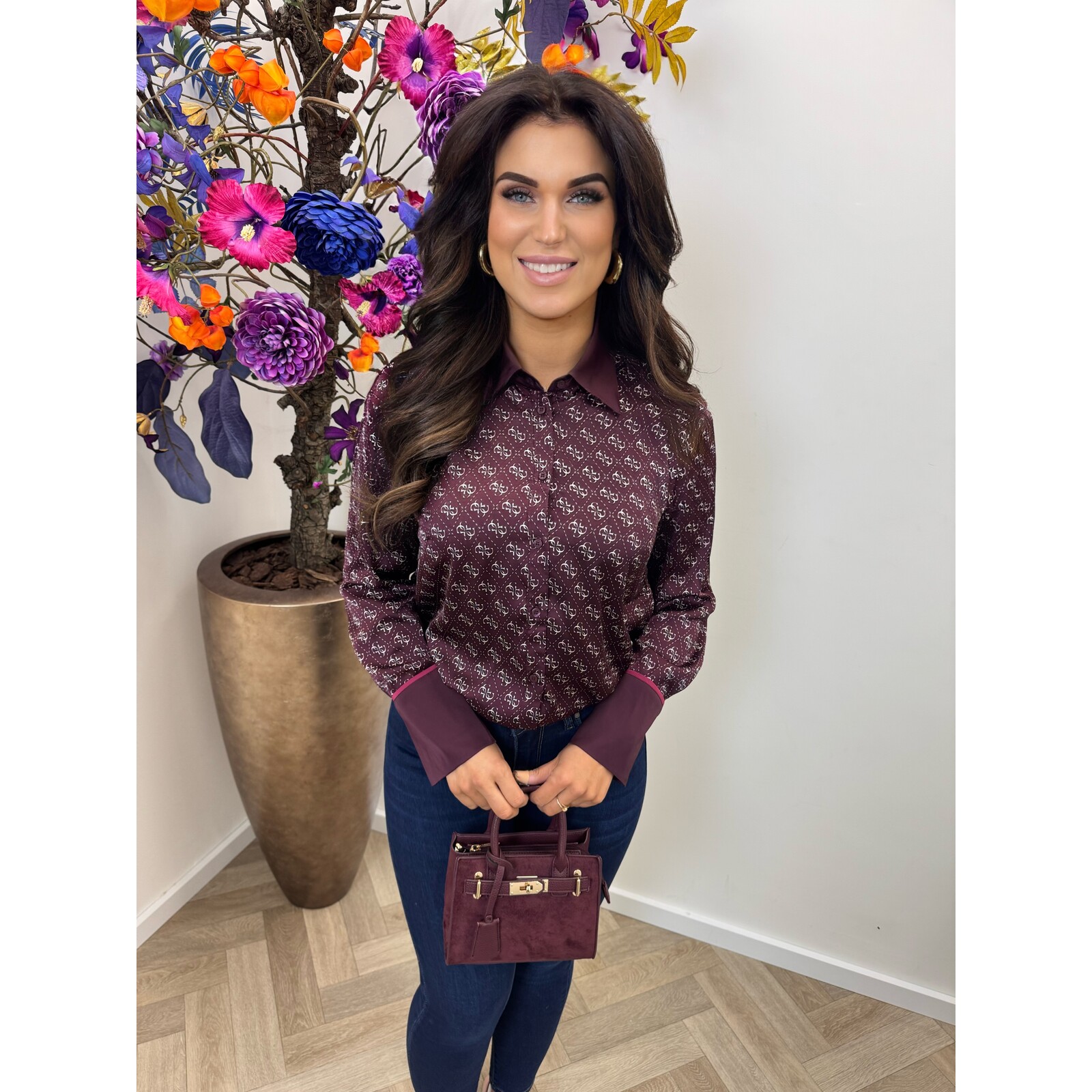 Guess Blouse Alexandria Logo print Wine 1042