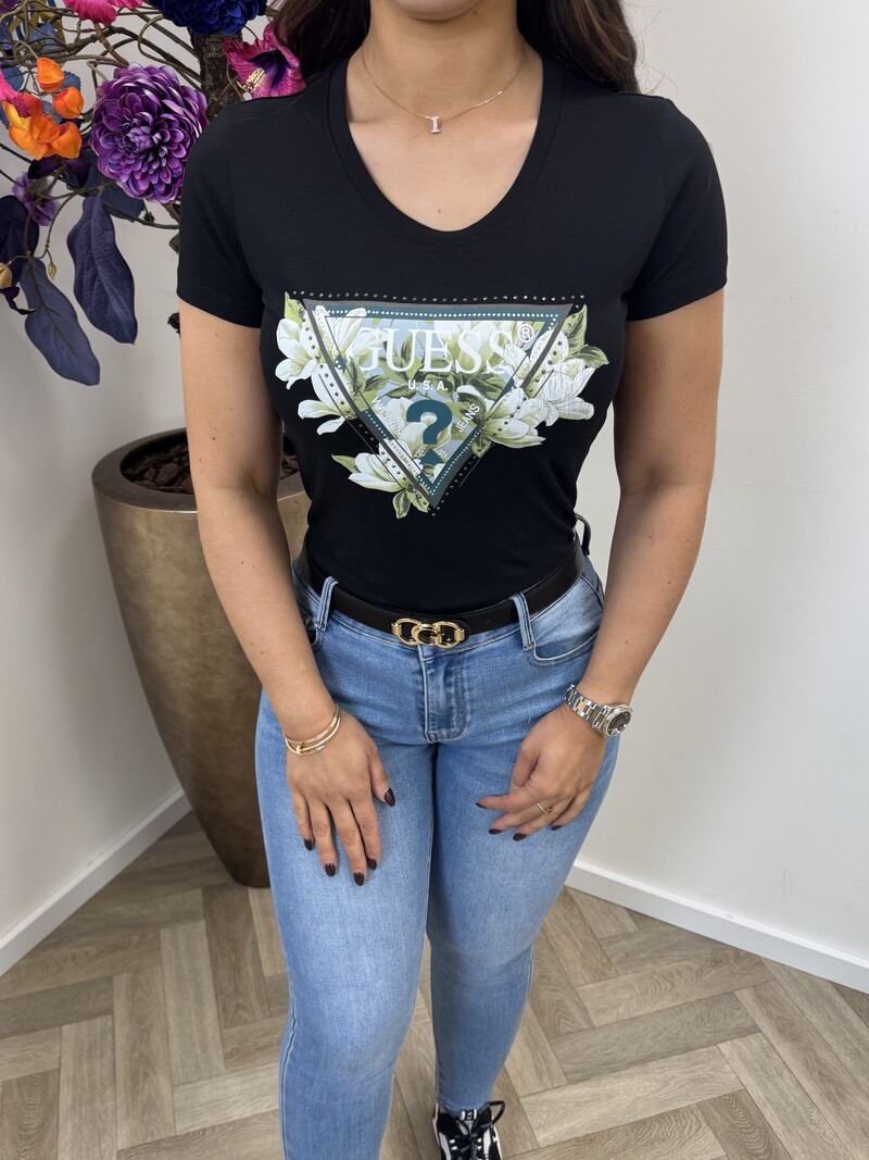 T-Shirt Camelia Triangle Black 1015 Guess