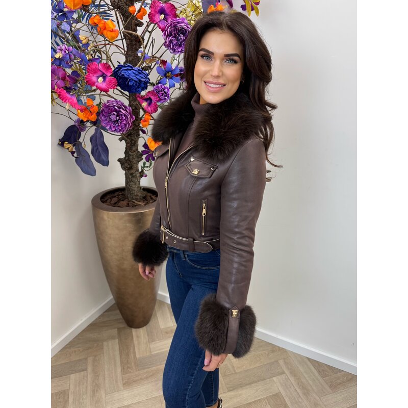 Jacket bont suede Choco S6685