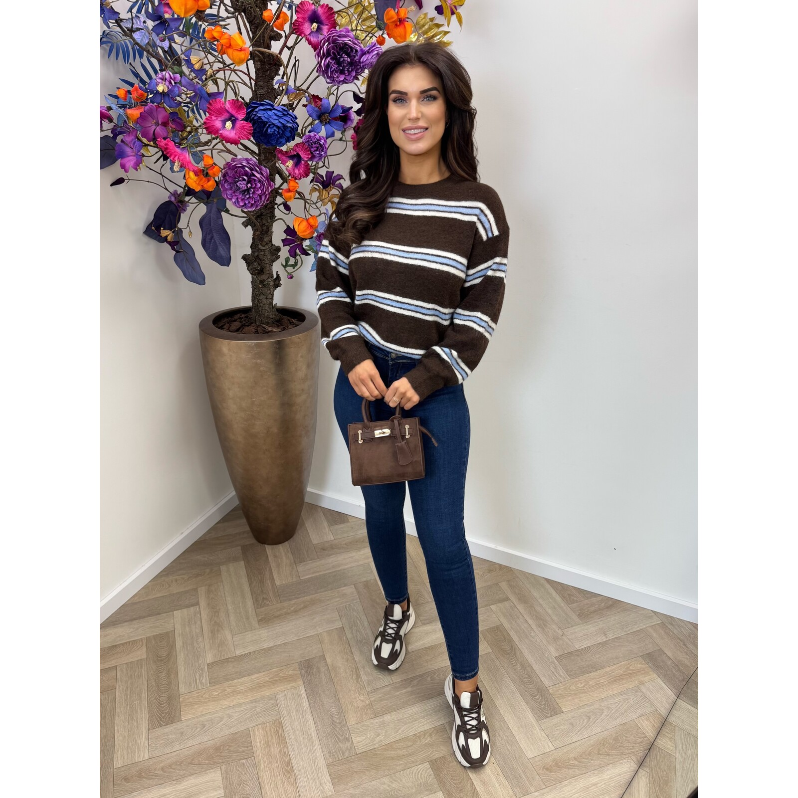 Trui Stripes kelly YP1857 Choco