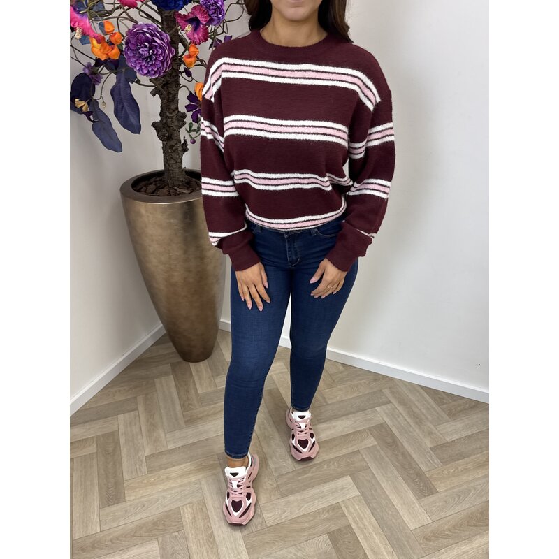 Trui Stripes kelly YP1857 Bordeaux