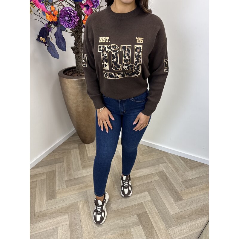 Trui NY Leopard AM755 Choco