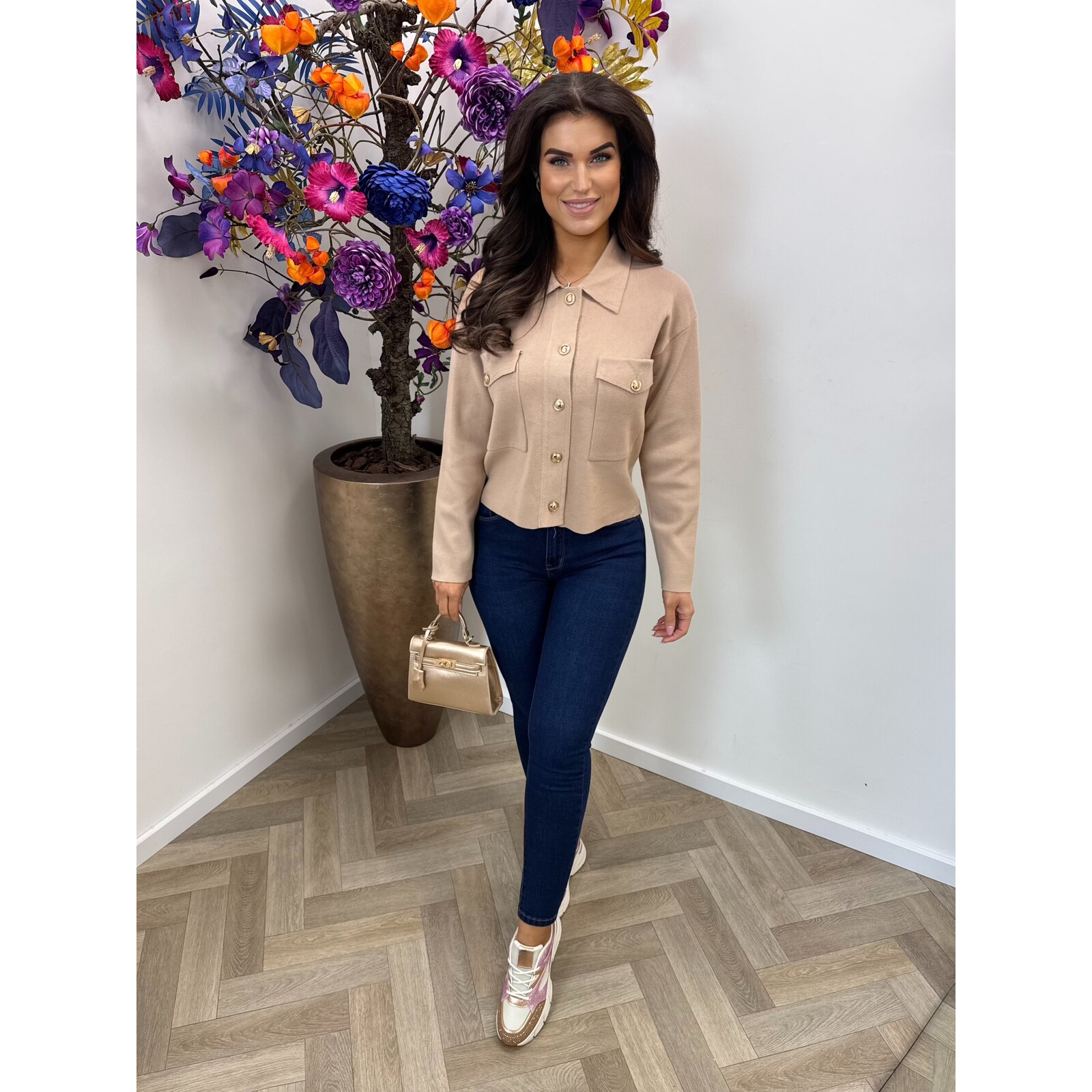 Cardigan button Y919 Camel