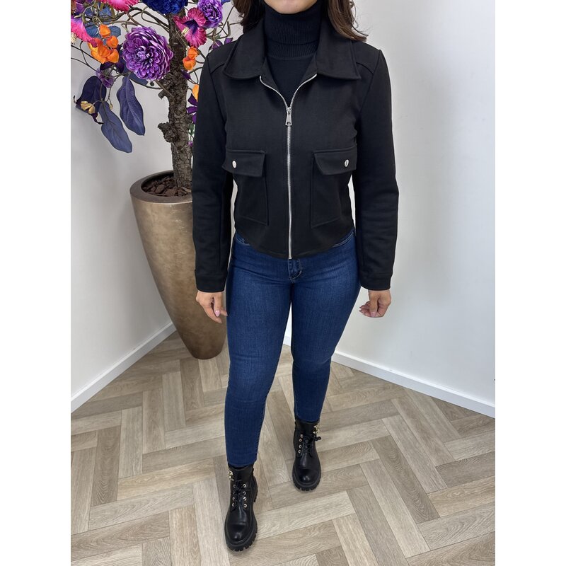 Suede jasje zip Black