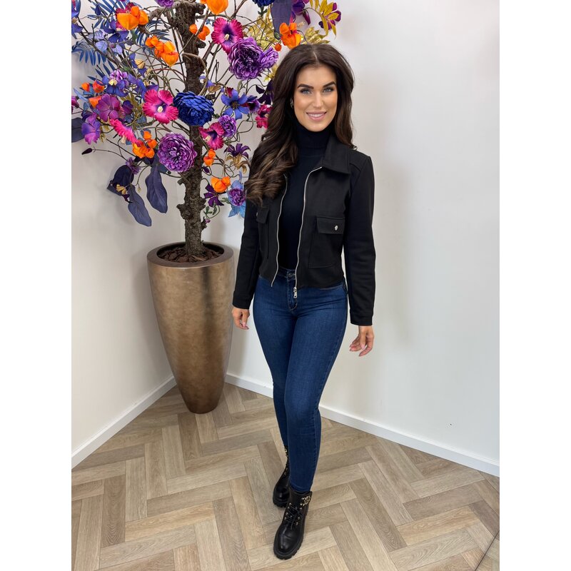 Suede jasje zip Black