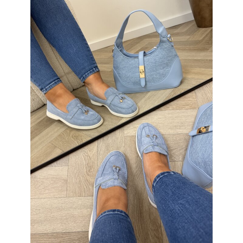 Classic loafers suede H8-585 Light Blue