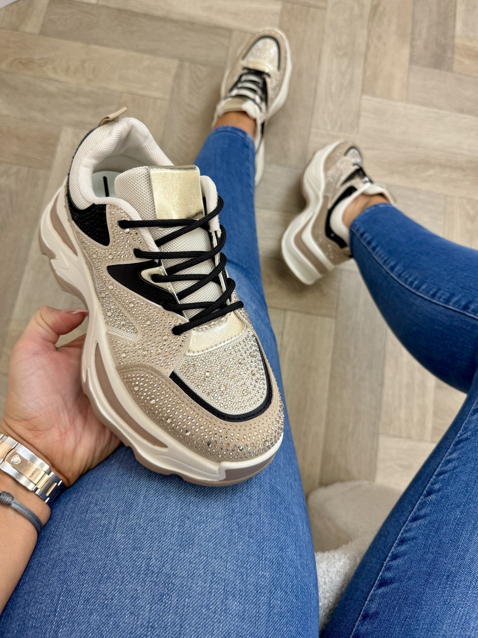 Sneakers Alicia Diamonds gold Black BO-193