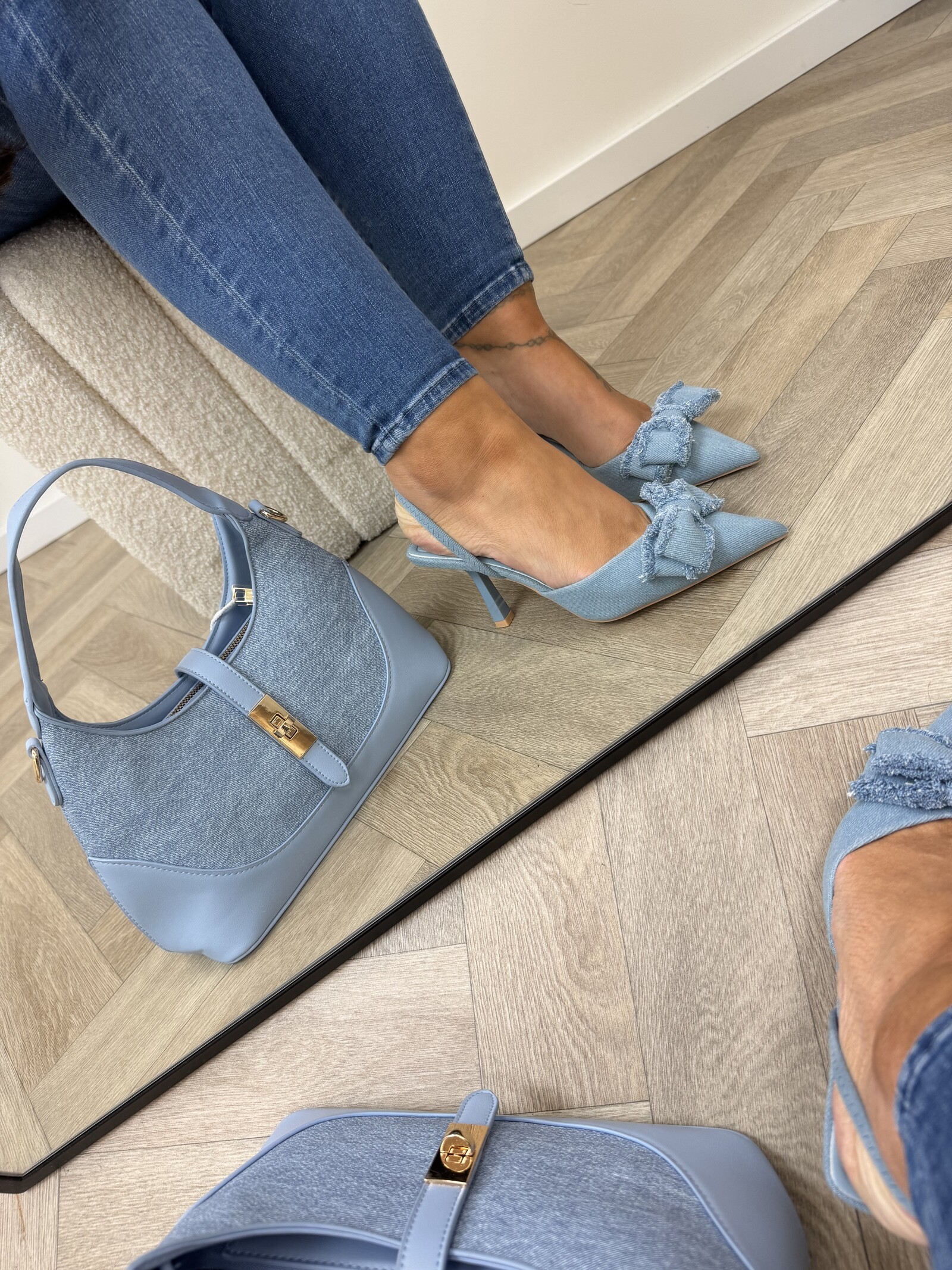 Heels Bow Bloom L6-92-3 Denim