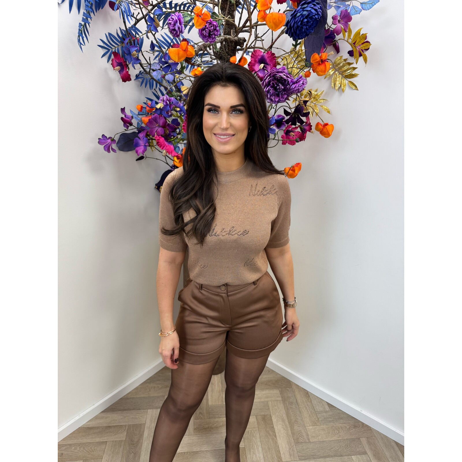 Nikkie Top Omarah Lurex Praline Nikkie