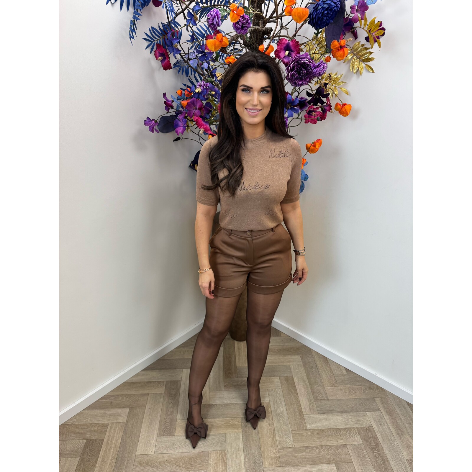 Nikkie Top Omarah Lurex Praline Nikkie