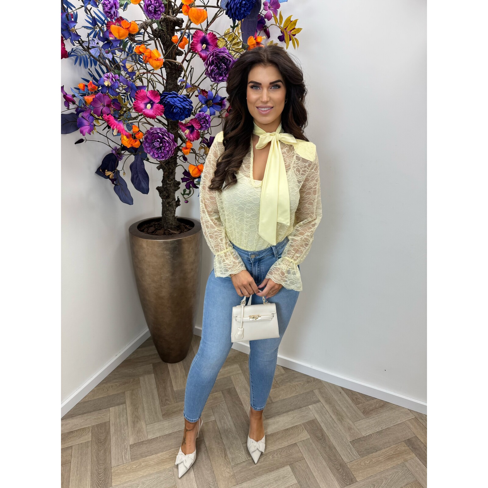 Body lace bow Gina Yellow