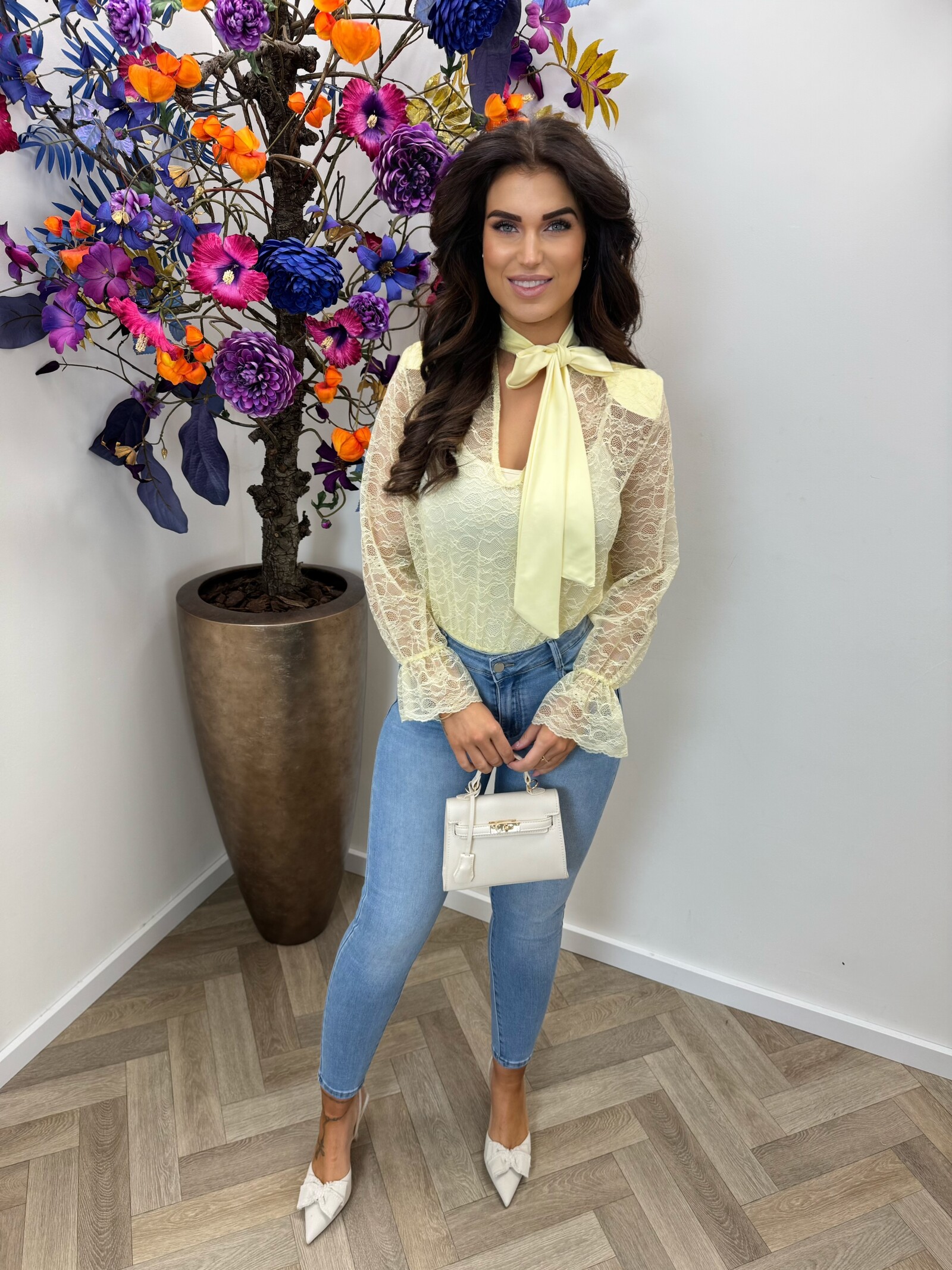 Body lace bow Gina Yellow