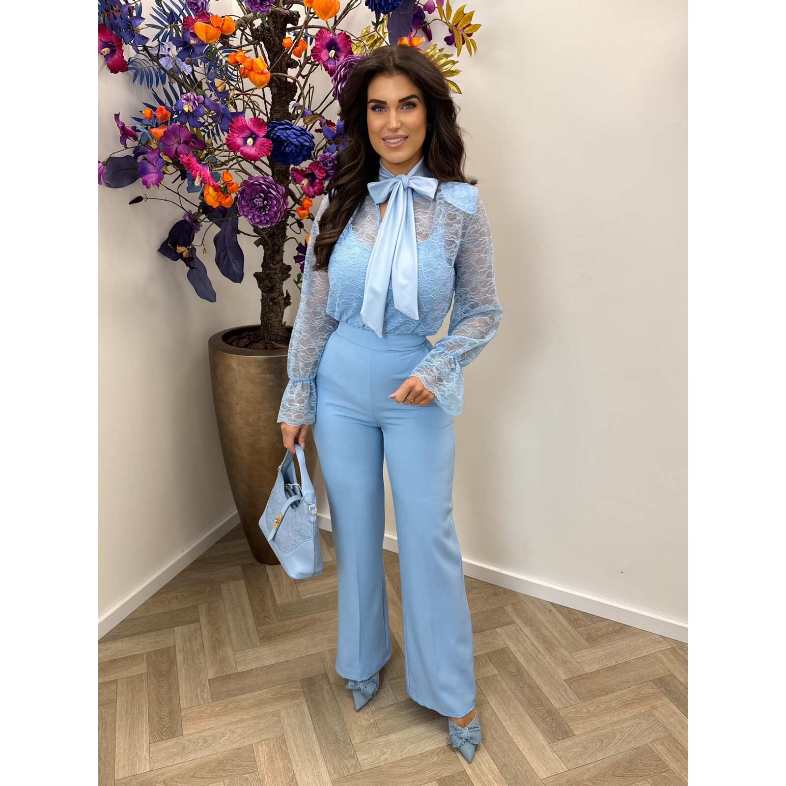 Body lace bow Gina Blue