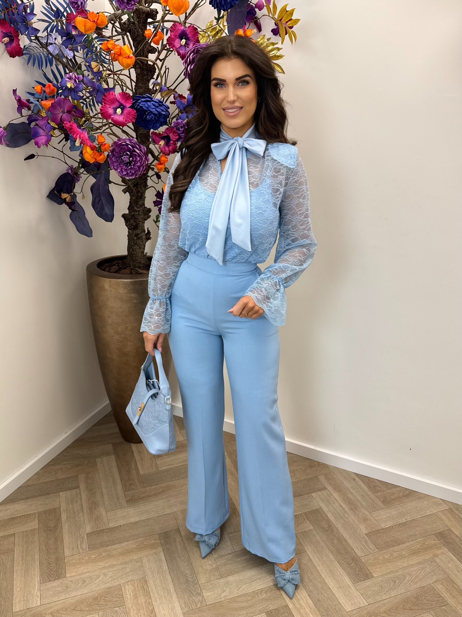 Body lace bow Gina Blue