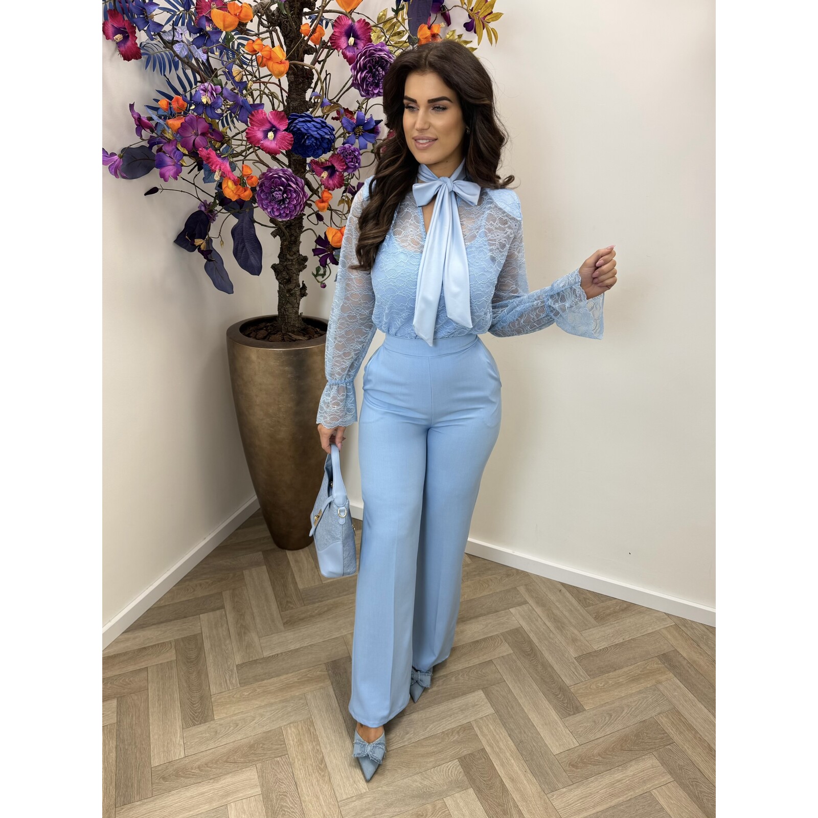 Body lace bow Gina Blue