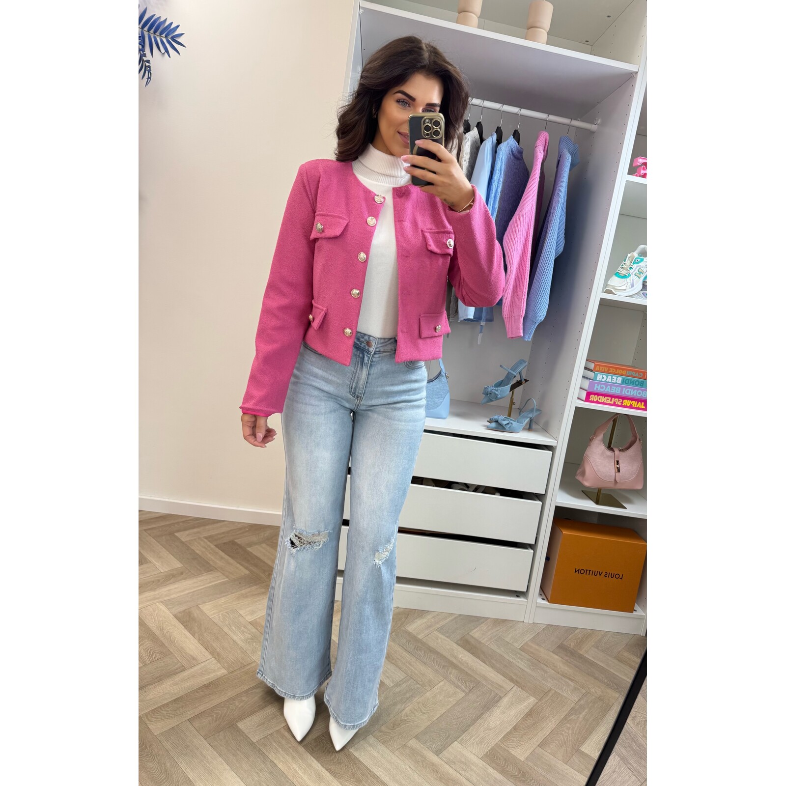 Jacket Mica button Pink