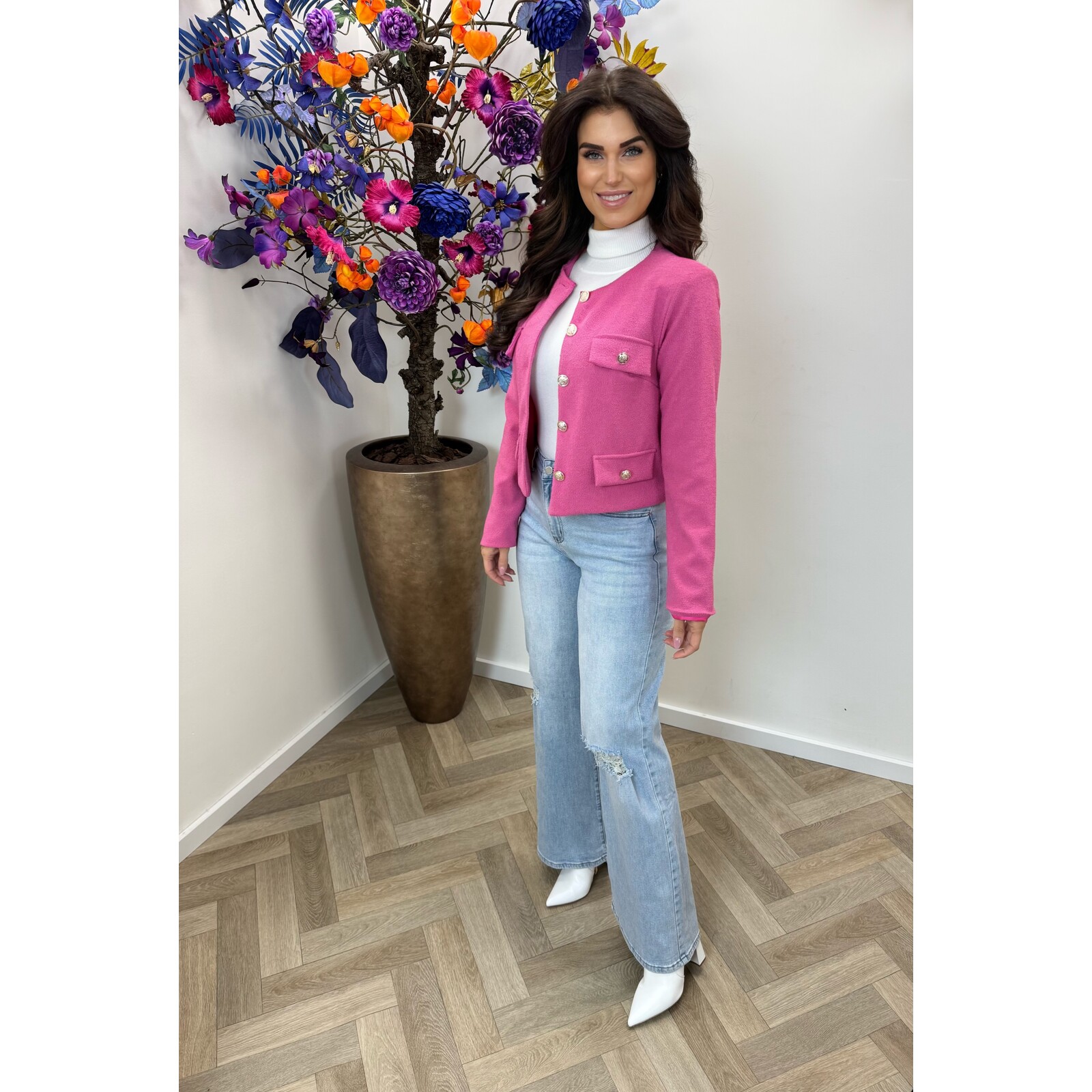 Jacket Mica button Pink