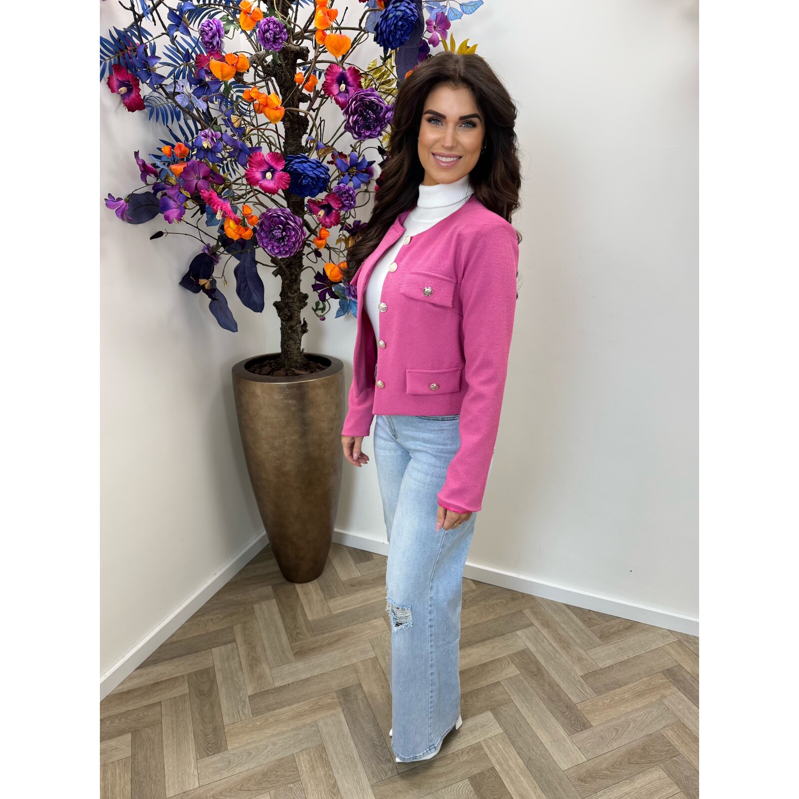 Jacket Mica button Pink