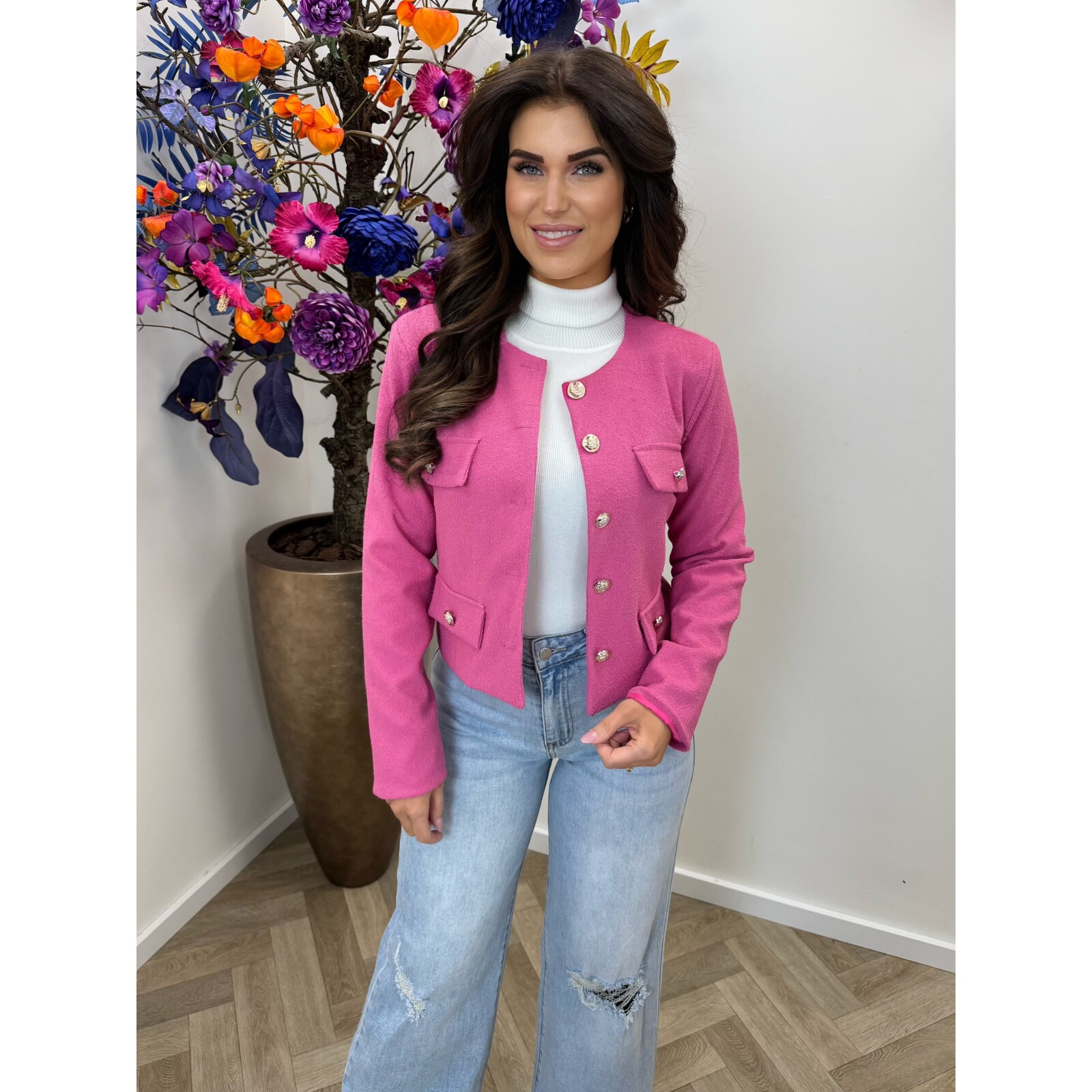 Jacket Mica button Pink