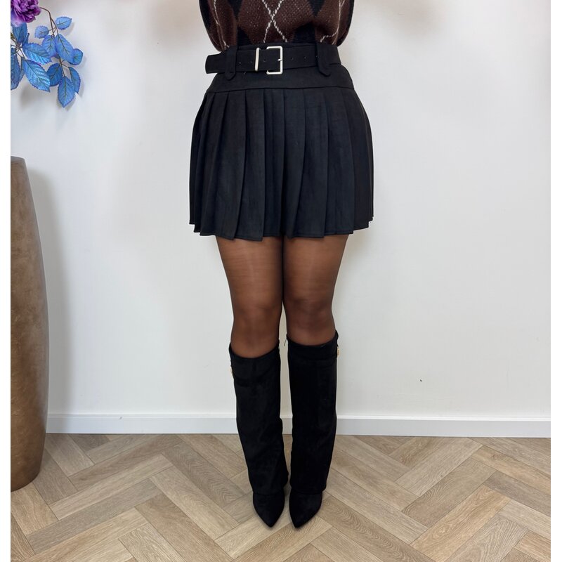 Skort Sofie suede plooi 9901 Black