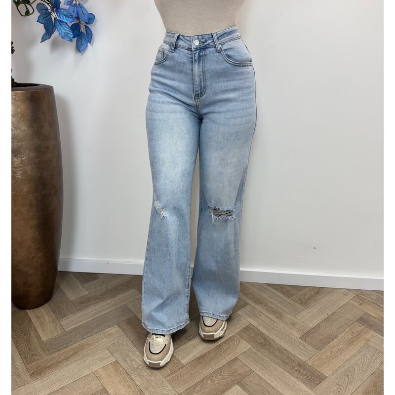 Jeans straight ripped B233