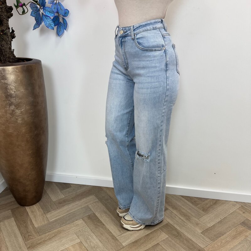 Jeans straight ripped B233