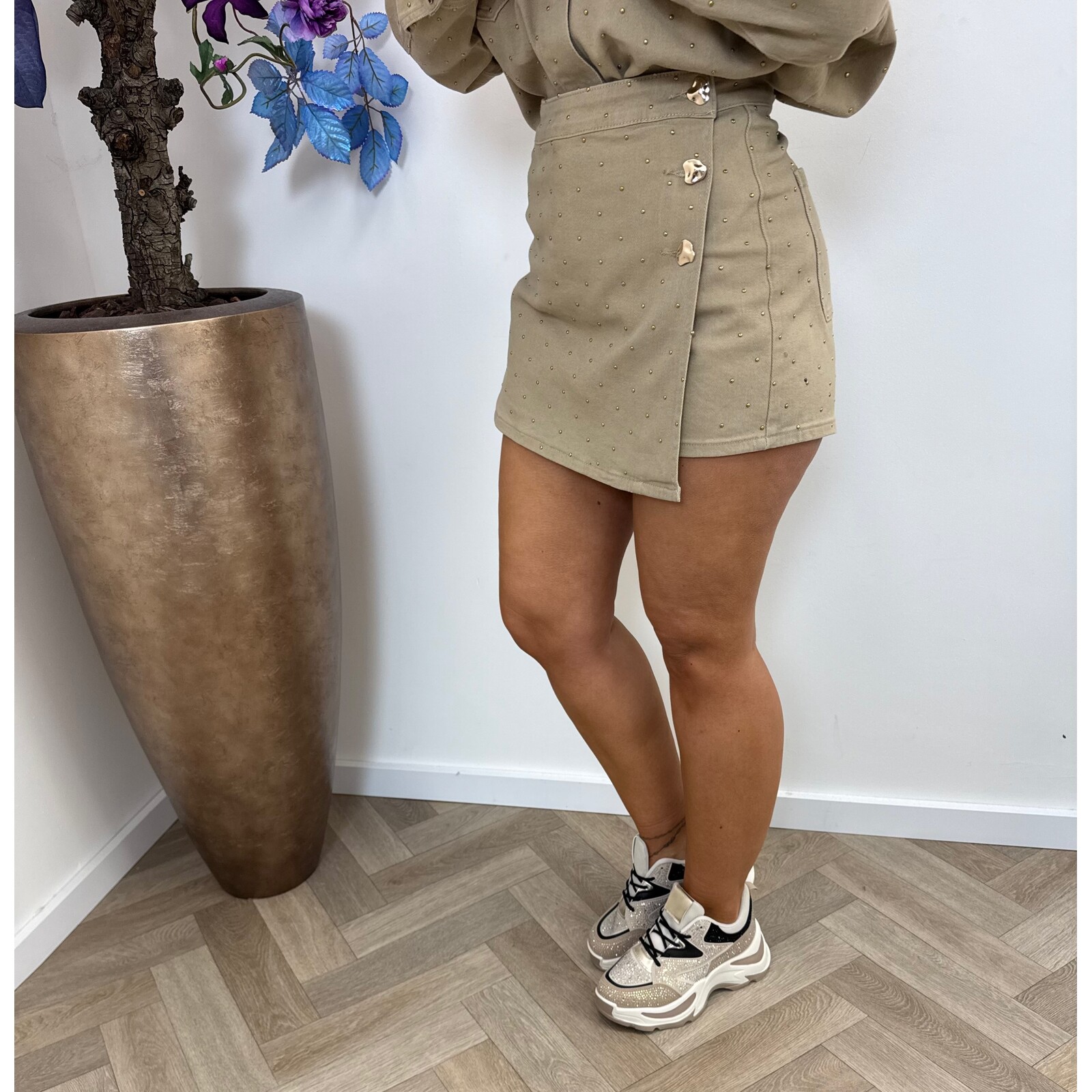 Skort Denim studs 20858 Beige